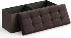 SONGMICS 109cm Folding Storage Ottoman Bench with Storage Space Brown Furniture > Living Room V227-8498402106141 Online Furniture