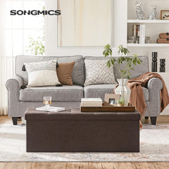 SONGMICS 109cm Folding Storage Ottoman Bench with Storage Space Brown Furniture > Living Room V227-8498402106141 Online Furniture