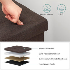 SONGMICS 109cm Folding Storage Ottoman Bench with Storage Space Brown Furniture > Living Room V227-8498402106141 Online Furniture