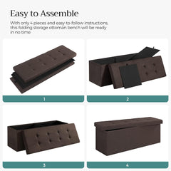 SONGMICS 109cm Folding Storage Ottoman Bench with Storage Space Brown Furniture > Living Room V227-8498402106141 Online Furniture