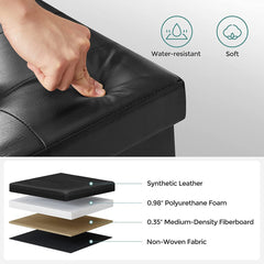 SONGMICS 110cm Folding Storage Ottoman Bench with Flipping Lid Footrest Black Furniture > Living Room V227-8498402106991 Online Furniture