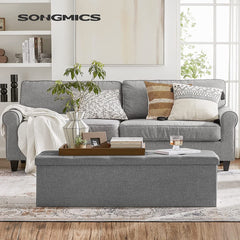 SONGMICS 110cm Storage Ottoman Bench Light Grey Furniture > Living Room V227-8498402106081 Online Furniture