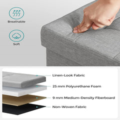 SONGMICS 110cm Storage Ottoman Bench Light Grey Furniture > Living Room V227-8498402106081 Online Furniture