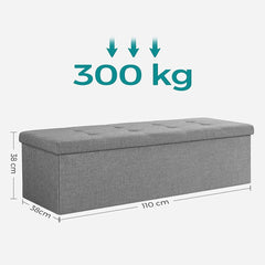 SONGMICS 110cm Storage Ottoman Bench Light Grey Furniture > Living Room V227-8498402106081 Online Furniture