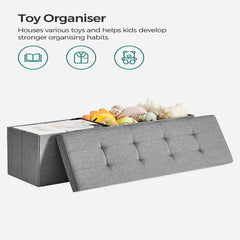 SONGMICS 110cm Storage Ottoman Bench Light Grey Furniture > Living Room V227-8498402106081 Online Furniture