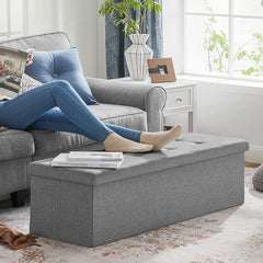 SONGMICS 110cm Storage Ottoman Bench Light Grey Furniture > Living Room V227-8498402106081 Online Furniture