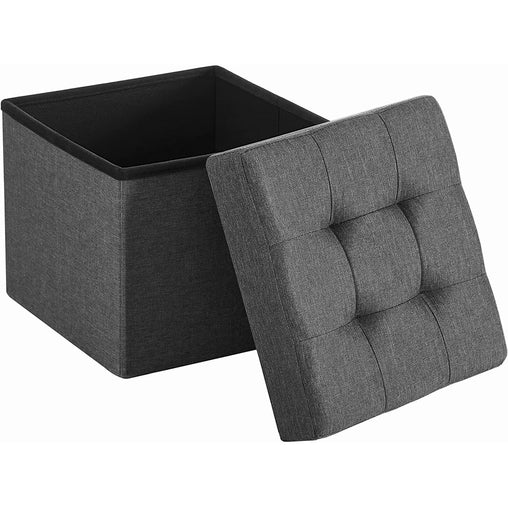 SONGMICS 38cm Folding Storage Ottoman Bench Foot Rest Stool Dark Gray Furniture > Living Room V227-8498402106161 Online Furniture