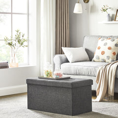 SONGMICS 76cm Folding Storage Ottoman Bench Foot Rest Stool Dark Gray Furniture > Living Room V227-8498402106162 Online Furniture