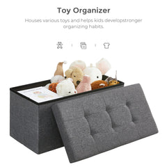 SONGMICS 76cm Folding Storage Ottoman Bench Foot Rest Stool Dark Gray Furniture > Living Room V227-8498402106162 Online Furniture