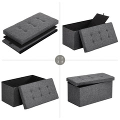 SONGMICS 76cm Folding Storage Ottoman Bench Foot Rest Stool Dark Gray Furniture > Living Room V227-8498402106162 Online Furniture