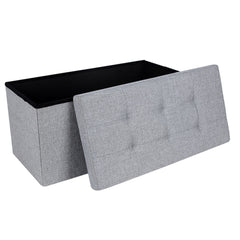 SONGMICS 76cm Folding Storage Ottoman Bench Foot Rest Stool Light Gray Furniture > Living Room V227-8498402106080 Online Furniture