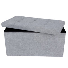 SONGMICS 76cm Folding Storage Ottoman Bench Foot Rest Stool Light Gray Furniture > Living Room V227-8498402106080 Online Furniture