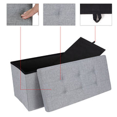 SONGMICS 76cm Folding Storage Ottoman Bench Foot Rest Stool Light Gray Furniture > Living Room V227-8498402106080 Online Furniture