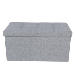 SONGMICS 76cm Folding Storage Ottoman Bench Foot Rest Stool Light Gray Furniture > Living Room V227-8498402106080 Online Furniture