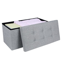 SONGMICS 76cm Folding Storage Ottoman Bench Foot Rest Stool Light Gray Furniture > Living Room V227-8498402106080 Online Furniture