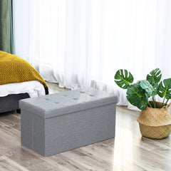 SONGMICS 76cm Folding Storage Ottoman Bench Foot Rest Stool Light Gray Furniture > Living Room V227-8498402106080 Online Furniture