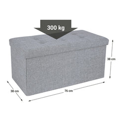 SONGMICS 76cm Folding Storage Ottoman Bench Foot Rest Stool Light Gray Furniture > Living Room V227-8498402106080 Online Furniture