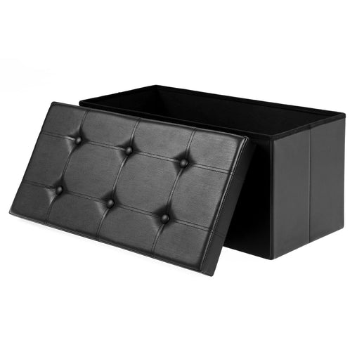 SONGMICS 76cm Folding Storage Ottoman Bench Footrest Black Furniture > Living Room V227-8498402106990 Online Furniture