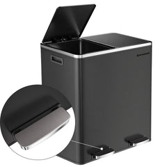 SONGMICS Dual Rubbish Bin 2 x 30L Recycling Bin Black Home & Garden > Kitchen Bins V384-LTB60BK Online Furniture