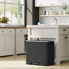 SONGMICS Recycling Bin 3 x 18 L Triple Kitchen Bin Home & Garden > Kitchen Bins V384-LTB54BK Online Furniture