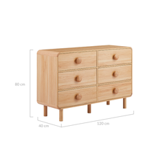 Spencer 6 Chest of Drawers in Natural Furniture > Bedroom V80-BTN-6DC120-NAL Online Furniture