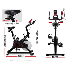 Spin Exercise Bike Flywheel Fitness Commercial Home Workout Gym Phone Holder Black Sports & Fitness > Fitness Accessories EB-B-SPIN-01-BK Online Furniture