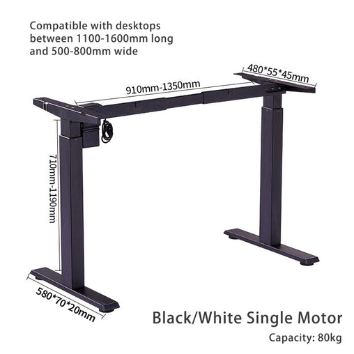 Standing Desk Height Adjustable Sit Stand Motorised Black Dual Motors Frame 120cm Black Top Furniture > Office V255-DMB120B Online Furniture