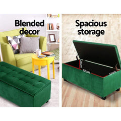 Storage Ottoman Blanket Box Velvet Foot Stool Rest Chest Couch Toy Green - ozily