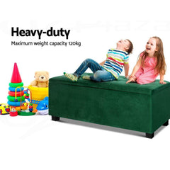 Storage Ottoman Blanket Box Velvet Foot Stool Rest Chest Couch Toy Green - ozily