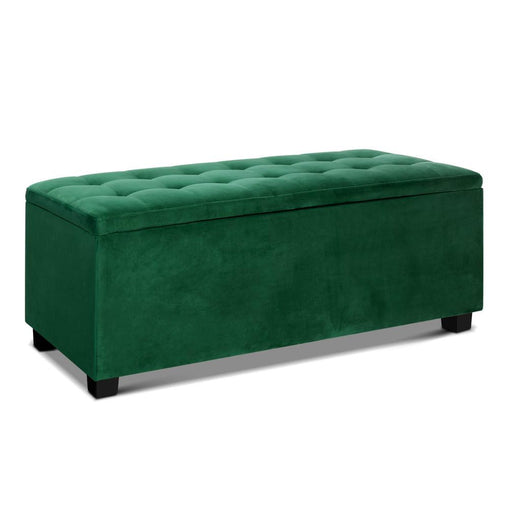 Storage Ottoman Blanket Box Velvet Foot Stool Rest Chest Couch Toy Green - ozily