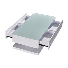 Stylish Coffee Table High Gloss Finish Shiny White Colour with 4 Drawers Storage Furniture > Living Room V43-CT-SUP-WH Online Furniture