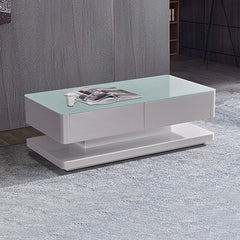 Stylish Coffee Table High Gloss Finish Shiny White Colour with 4 Drawers Storage Furniture > Living Room V43-CT-SUP-WH Online Furniture