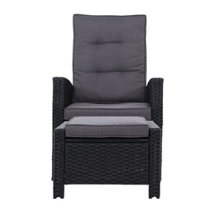 Sun lounge Recliner Chair Wicker Lounger Sofa Day Bed Outdoor Furniture Patio Garden Cushion Ottoman Black Gardeon Furniture > Outdoor ODF-RECLINER-CHOTM-BK Online Furniture