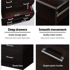 Tallboy 6 Drawers Storage Cabinet - Walnut - ozily