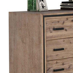 Tallboy with 5 Storage Drawers Solid Acacia Wooden Frame in Silver Brush Colour Furniture > Living Room V43-TBY-SSH Online Furniture