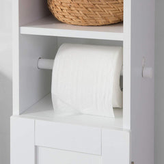 Toilet Paper Holder with Storage, Freestanding Cabinet, Toilet Brush Holder and Toilet Paper Dispenser 20x100x18 cm - ozily