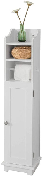Toilet Paper Holder with Storage, Freestanding Cabinet, Toilet Brush Holder and Toilet Paper Dispenser 20x100x18 cm - ozily