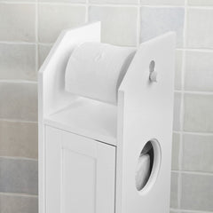 Toilet Paper Holder with Storage, Freestanding Cabinet, Toilet Brush Holder and Toilet Paper Dispenser - ozily