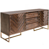 Tuberose Buffet Table 180cm 2 Door 3 Drawer Solid Acacia Timber Wood - Brown