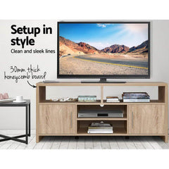 TV Cabinet Entertainment Unit Stand Storage Shelf Sideboard 140cm Oak - ozily