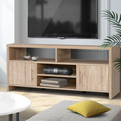 TV Cabinet Entertainment Unit Stand Storage Shelf Sideboard 140cm Oak - ozily
