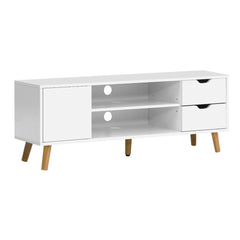 TV Cabinet Entertainment Unit Stand Wooden Scandinavian 120cm White Furniture FURNI-E-SCAN-TV01-WH Online Furniture