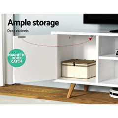 TV Cabinet Entertainment Unit Stand Wooden Scandinavian 120cm White Furniture FURNI-E-SCAN-TV01-WH Online Furniture