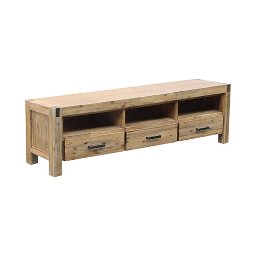 TV Cabinet with 3 Storage Drawers with Shelf Solid Acacia Wooden Frame Entertainment Unit in Oak Colour Furniture > Living Room V43-TVC-NOW-OAK Online Furniture