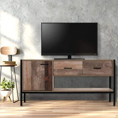 TV Stand and Storage Cabinet Industrial Rustic Wooden 120cm - ozily