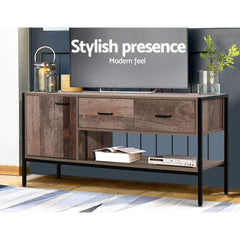 TV Stand and Storage Cabinet Industrial Rustic Wooden 120cm - ozily