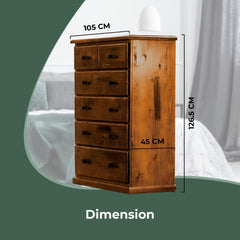 Umber Tallboy 6 Chest of Drawers Solid Pine Wood Storage Cabinet - Dark Brown Furniture > Bedroom V315-VJM-003 Online Furniture