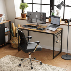 VASAGLE Computer Desk Writing Desk with 8 Hooks Rustic Brown and Black LWD58X Furniture > Office V227-9101101050471 Online Furniture