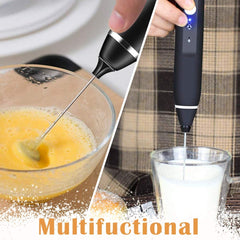 VIKUS Black Rechargeable Electric Milk Frother Handheld (3 Speeds) - ozily