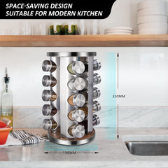 VIKUS Rotating Spice Rack Organizer with 20 Pieces Jars for Kitchen - ozily